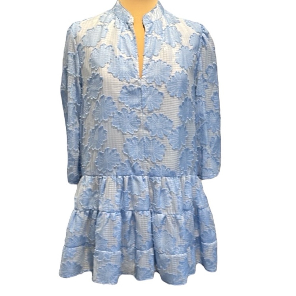 SHEIN light blue and white floral mini dress medium